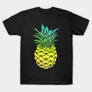 Distressed Tropical Pineapple Summer Ombre Colorful Fruit T-Shirt